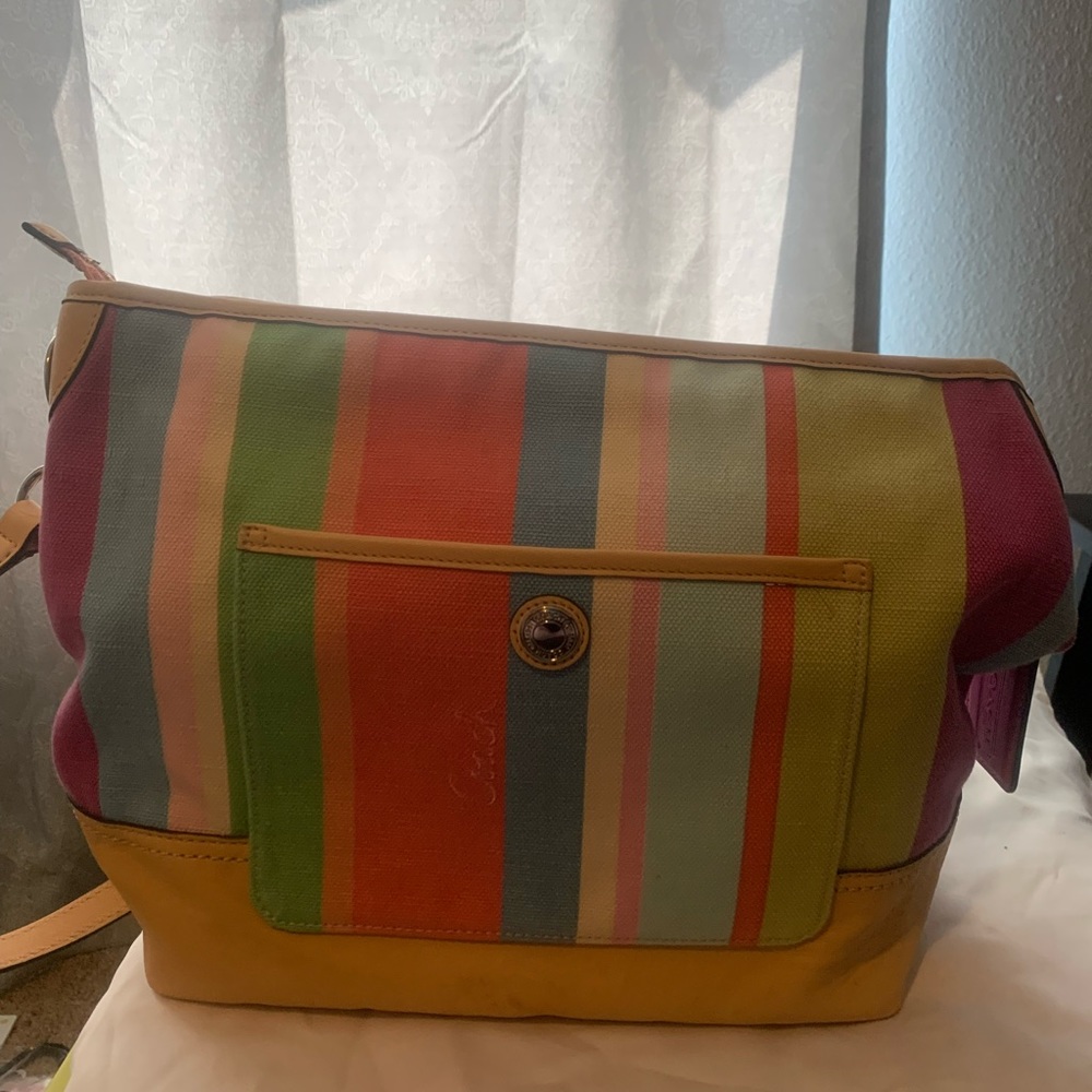 Coach Colorful Striped Shoulder Bag